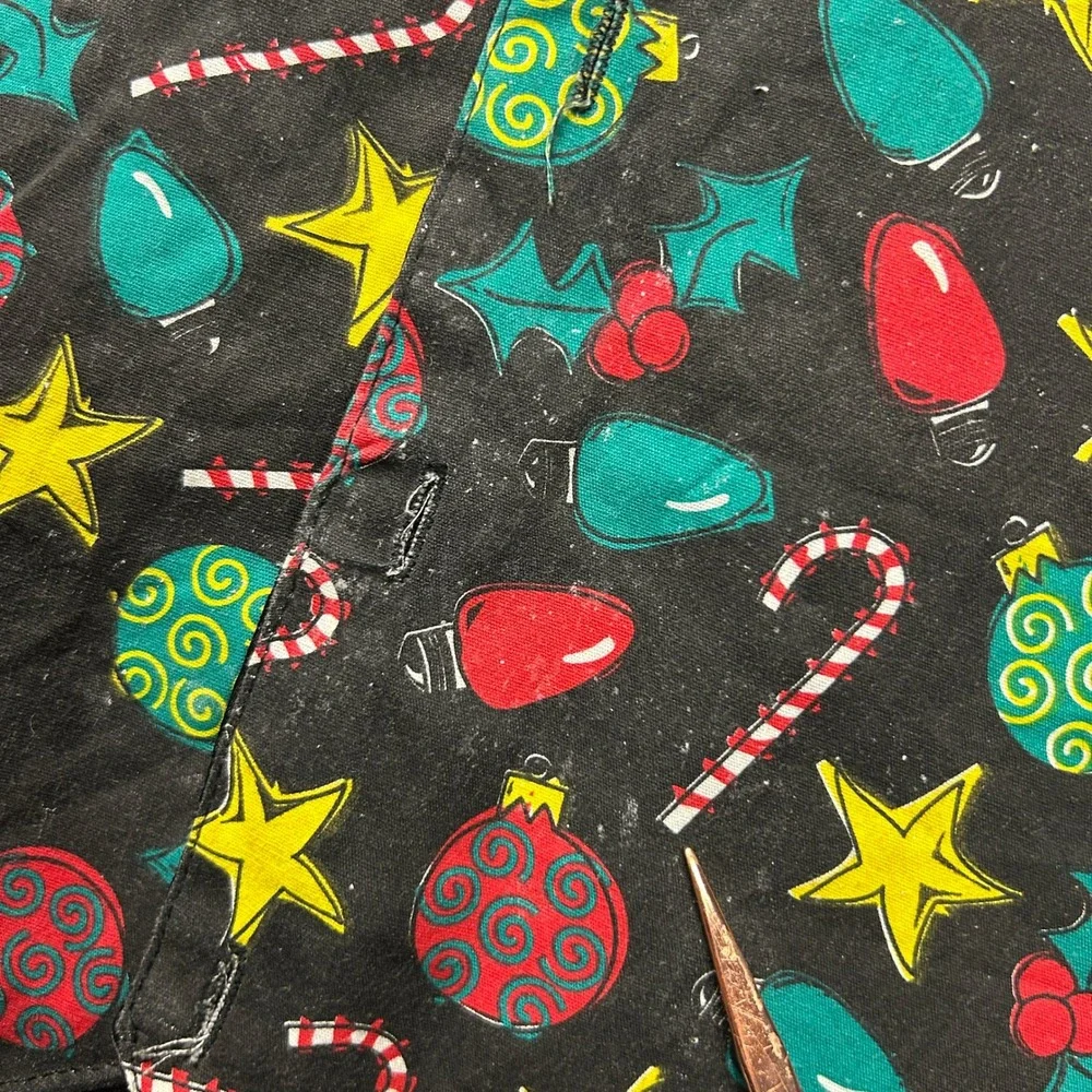 Vintage Handmade Christmas Holiday Vest Womens Large Black Quilted Button Front